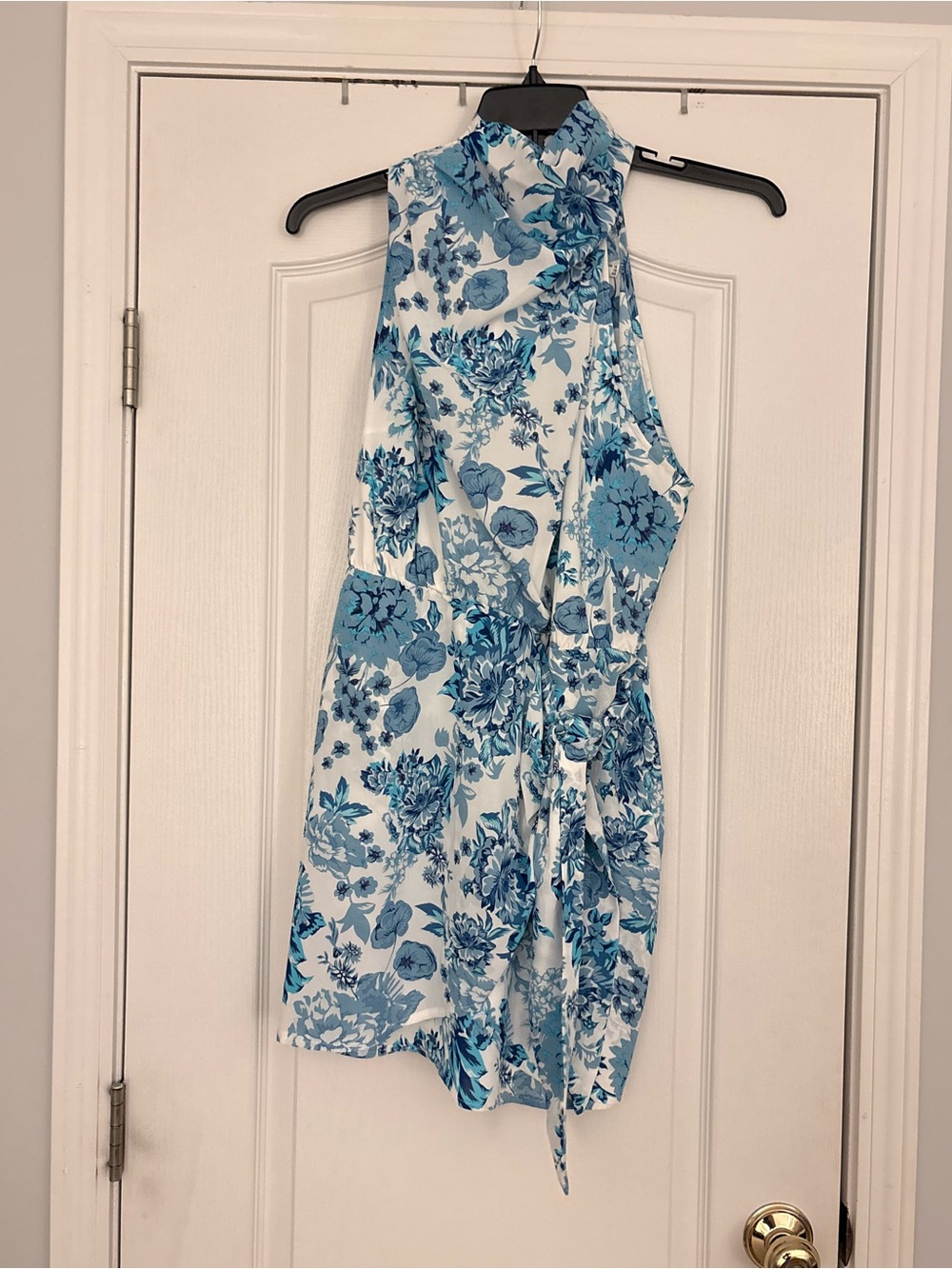 Floral Halter Mini Dress in Blue
